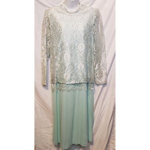 Vintage Mister Jay Mother Of The Bride Lace Dress Mint Green 50s 60s Tag Size 10